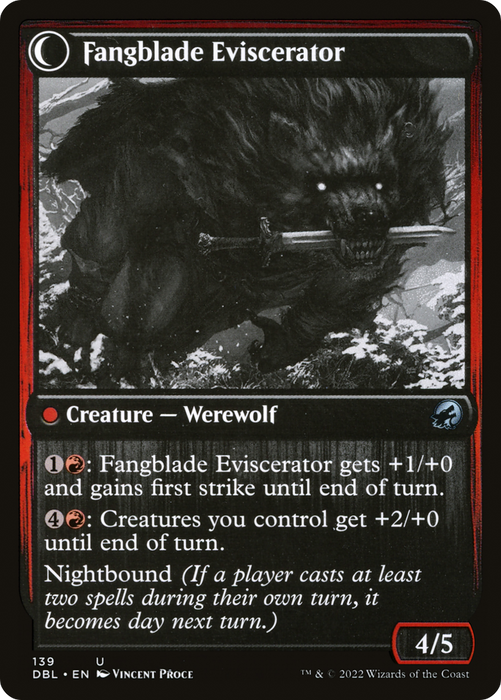 Fangblade Brigand // Fangblade Eviscerator (DBL-139) - uncommon: (Double Faced Transform)