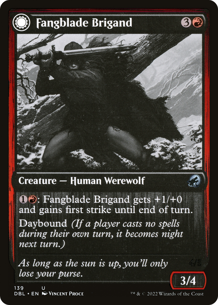 Fangblade Brigand // Fangblade Eviscerator (DBL-139) - uncommon: (Double Faced Transform)