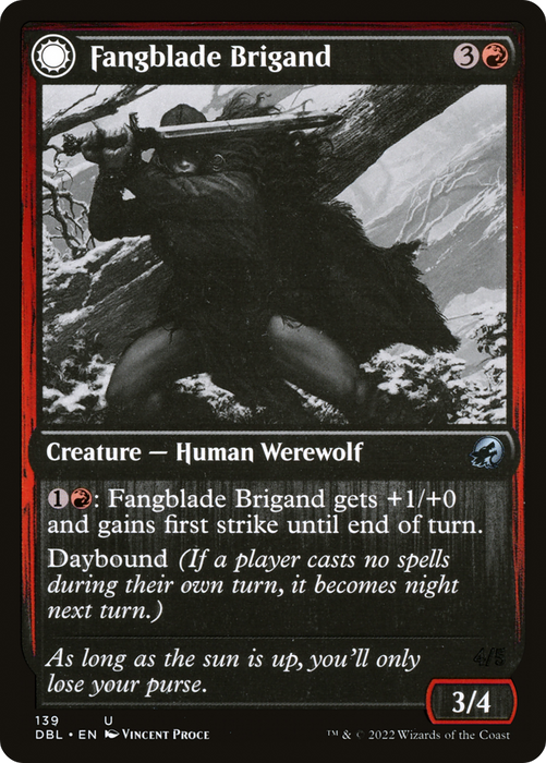 Fangblade Brigand // Fangblade Eviscerator (DBL-139) - uncommon: (Double Faced Transform) - Foil