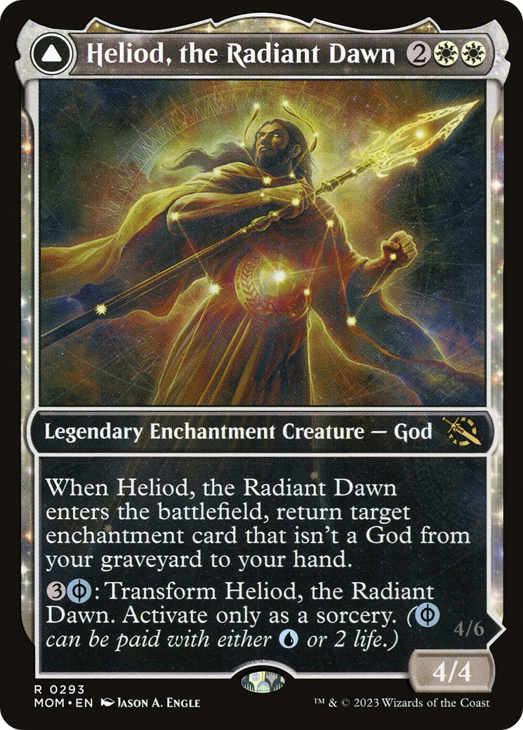Heliod, the Radiant Dawn // Heliod, the Warped Eclipse (MOM-293) - rare: (Showcase, enchantment)