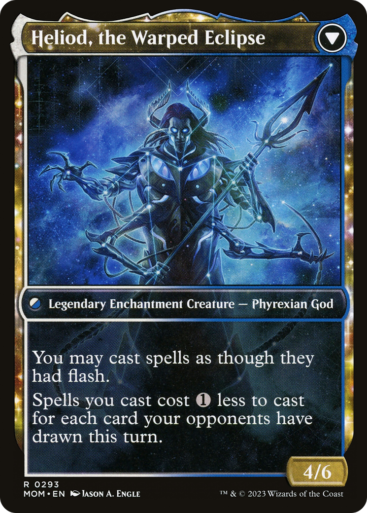 Heliod, the Radiant Dawn // Heliod, the Warped Eclipse (MOM-293) - rare: (Showcase, enchantment)