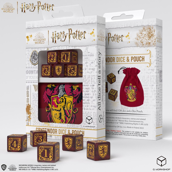 Harry Potter Griffondor - Dés et Sac (Ensemble de 5 D6)