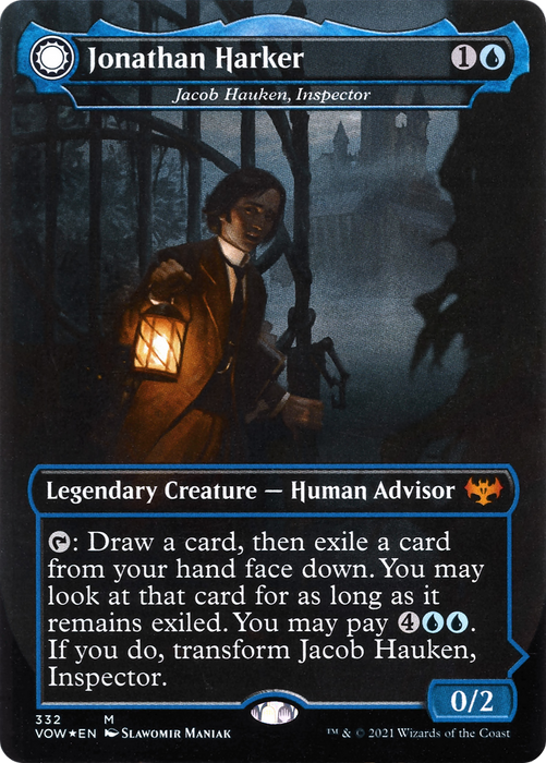 Jacob Hauken, Inspector // Hauken's Insight (VOW-332) - mythic: (Double Faced Transform) (Borderless) - Foil