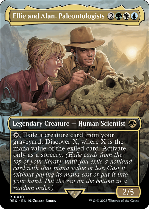 Ellie and Alan, Paleontologists (REX-010) - rare (Borderless) - Foil