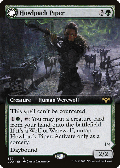 Howlpack Piper // Wildsong Howler (VOW-392) - rare: (Extended Art, Double Faced Transform)
