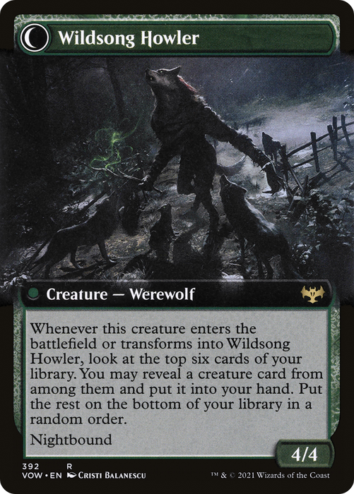 Howlpack Piper // Wildsong Howler (VOW-392) - rare: (Extended Art, Double Faced Transform) - Foil