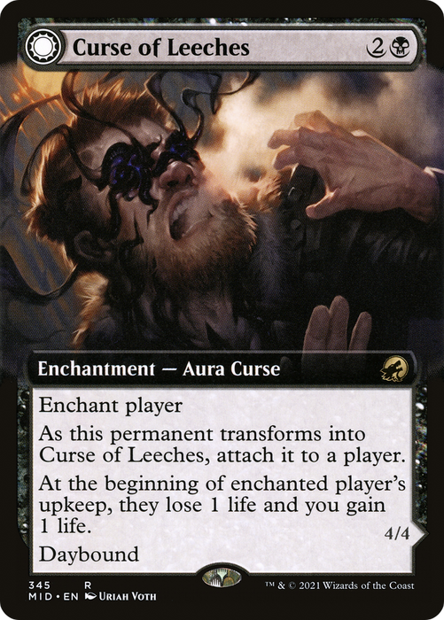 Curse of Leeches // Leeching Lurker (MID-345) - rare: (Extended Art, Double Faced Transform) - Foil