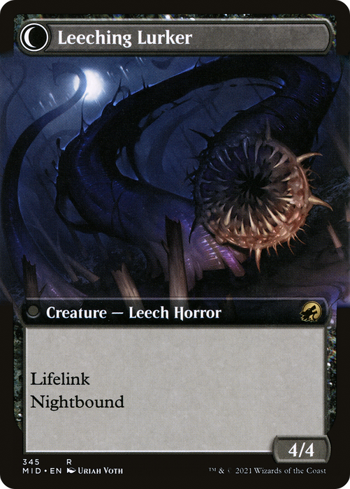 Curse of Leeches // Leeching Lurker (MID-345) - rare: (Extended Art, Double Faced Transform) - Foil