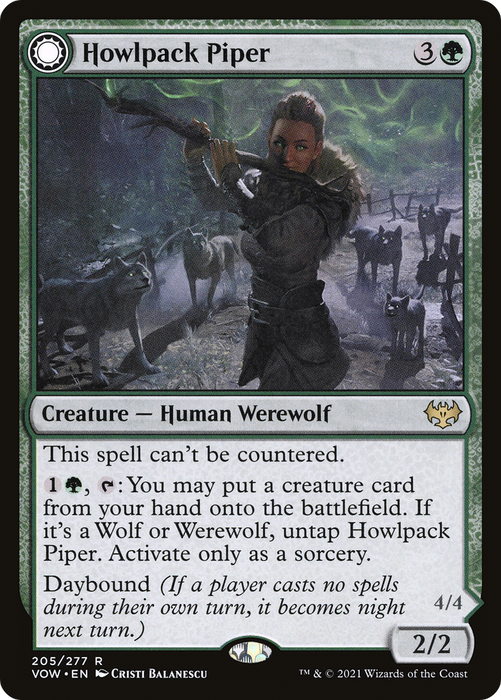 Howlpack Piper // Wildsong Howler (VOW-205) - rare: (Double Faced Transform) - Foil