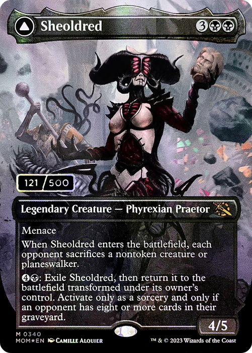 Sheoldred // The True Scriptures (MOM-340) - mythic (Borderless) - Foil