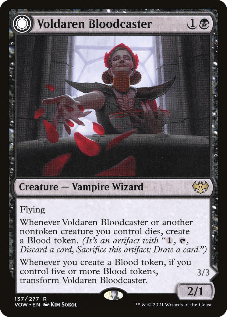 Voldaren Bloodcaster // Bloodbat Summoner (VOW-137) - rare: (Double Faced Transform)
