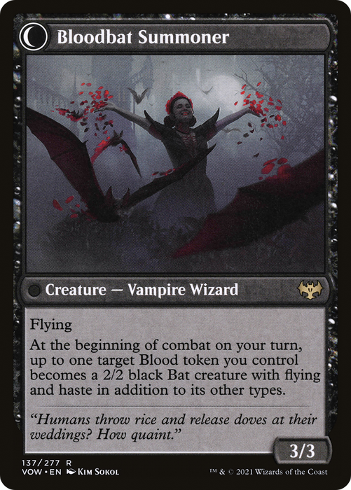 Voldaren Bloodcaster // Bloodbat Summoner (VOW-137) - rare: (Double Faced Transform)