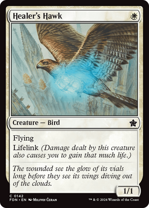 Healer's Hawk (FDN-142) - common - Foil