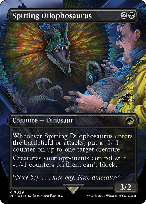 Spitting Dilophosaurus (REX-029) - rare (Borderless) - Foil