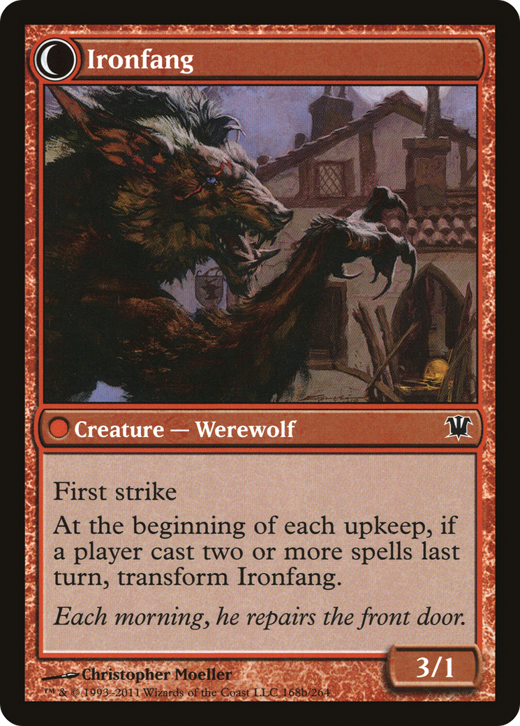 Village Ironsmith // Ironfang (ISD-168) - common: (Double Faced Transform) - Foil