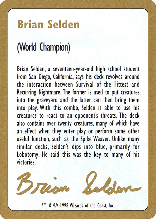Brian Selden Bio (WCD-BS0A) - common