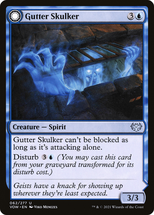 Gutter Skulker // Gutter Shortcut (VOW-062) - uncommon: (Double Faced Transform) - Foil