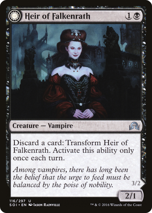 Heir of Falkenrath // Heir to the Night (SOI-116) - uncommon: (Double Faced Transform)