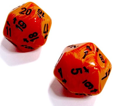 Chessex: D20 - Compteur Haut et Bas - Vortex Orange & Noir