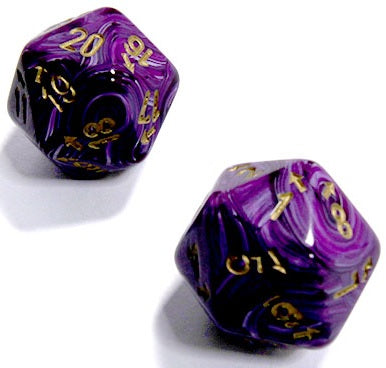 Chessex: D20 - Compteur Haut et Bas - Vortex Violet & Or