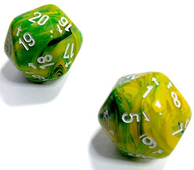 Chessex: D20 - Compteur Haut et Bas - Vortex Dandelion & Blanc