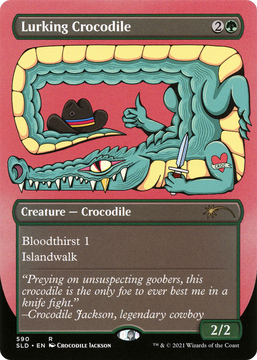 Lurking Crocodile (SLD-590) - rare (Borderless) - Etched Foil