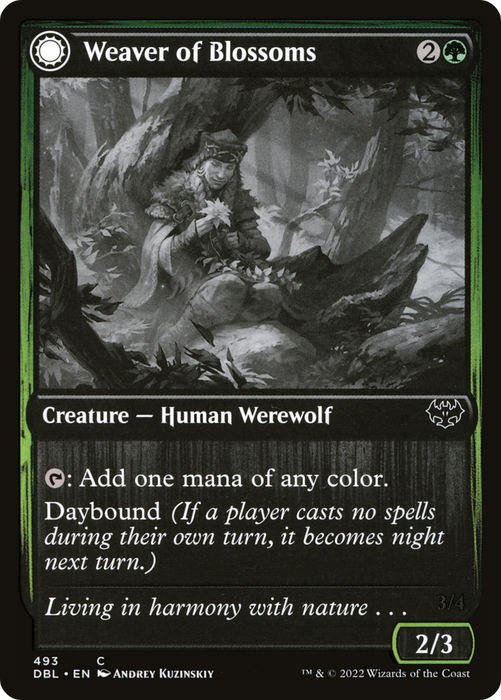 Weaver of Blossoms // Blossom-Clad Werewolf (DBL-493) - common: (Double Faced Transform) - Foil