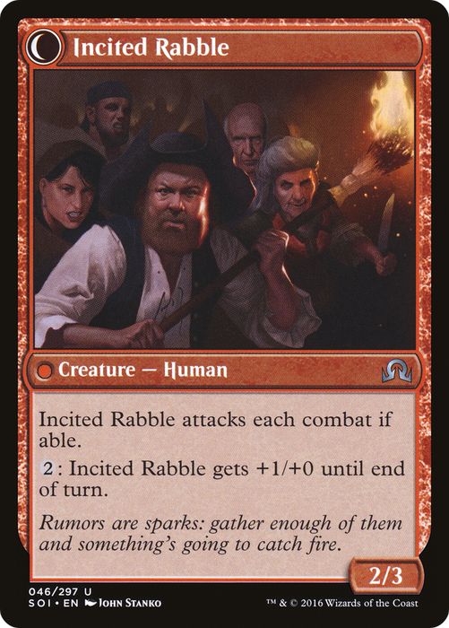 Town Gossipmonger // Incited Rabble (SOI-046) - uncommon: (Double Faced Transform)