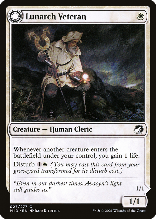 Lunarch Veteran // Luminous Phantom (MID-027) - common: (Double Faced Transform) - Foil