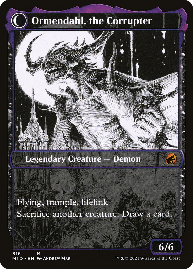 Jerren, Corrupted Bishop // Ormendahl, the Corrupter (MID-316) - mythic: (Showcase, Double Faced Transform)