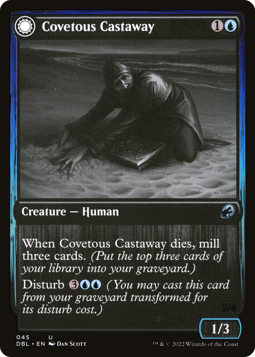 Covetous Castaway // Ghostly Castigator (DBL-045) - uncommon: (Double Faced Transform) - Foil