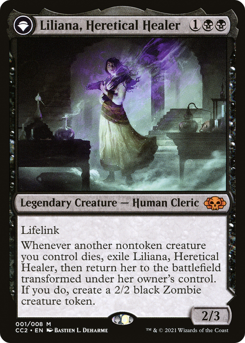 Liliana, Heretical Healer // Liliana, Defiant Necromancer (CC2-001) - mythic: (originpwdfc)