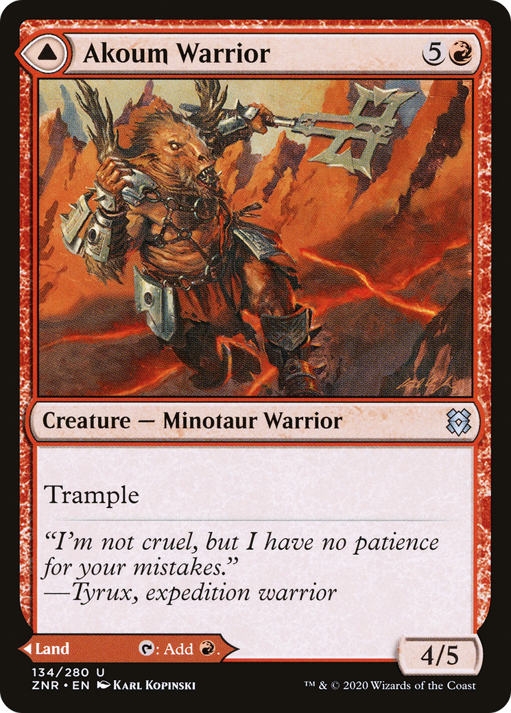 Akoum Warrior // Akoum Teeth (ZNR-134) - uncommon - Foil