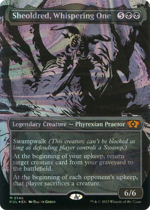 Sheoldred, Whispering One (MUL-146) - mythic: (Showcase) (Borderless) - Foil