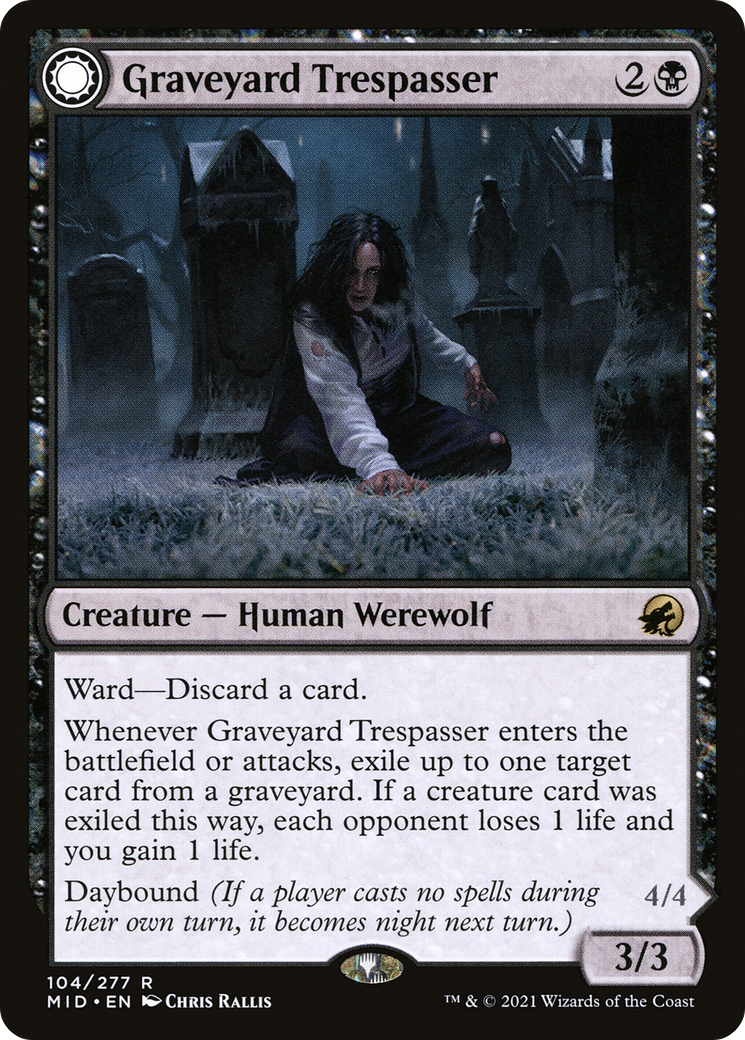 Graveyard Trespasser // Graveyard Glutton (MID-104) - rare: (Double Faced Transform) - Foil