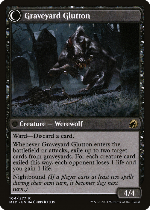 Graveyard Trespasser // Graveyard Glutton (MID-104) - rare: (Double Faced Transform)