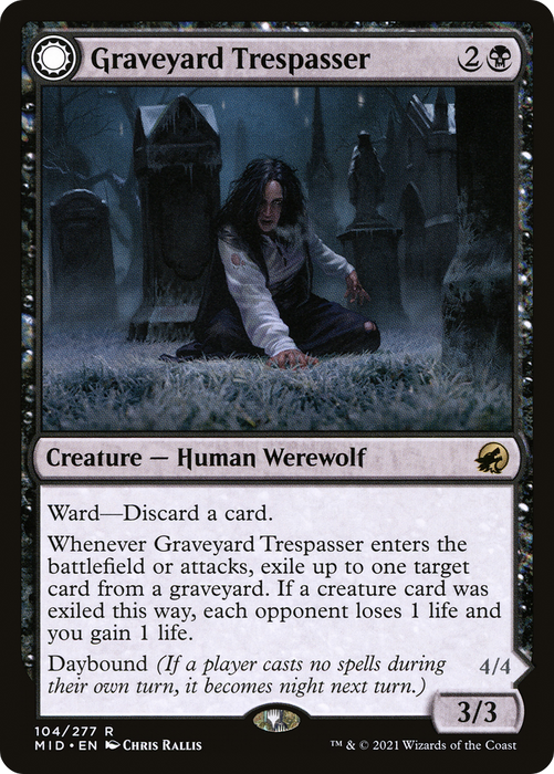 Graveyard Trespasser // Graveyard Glutton (MID-104) - rare: (Double Faced Transform)