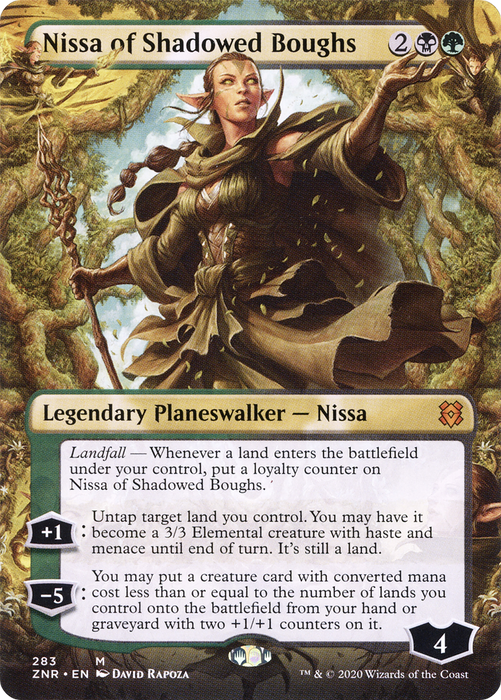 Nissa of Shadowed Boughs (ZNR-283) - mythic (Borderless)
