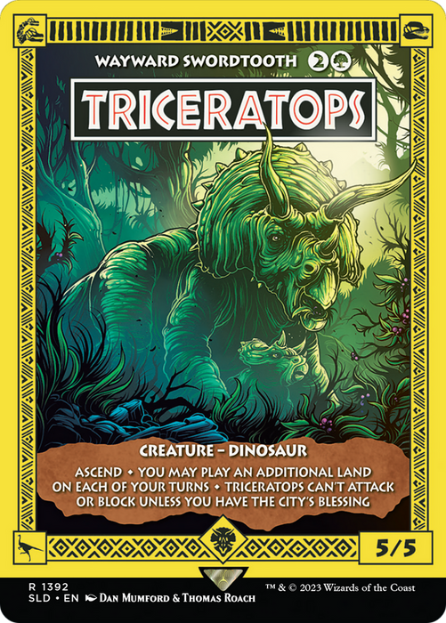 Wayward Swordtooth (SLD-1392) - rare / Triceratops (Borderless)