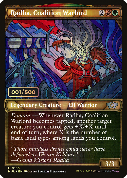 Radha, Coalition Warlord (MUL-185Z) - uncommon: (Showcase) - Foil
