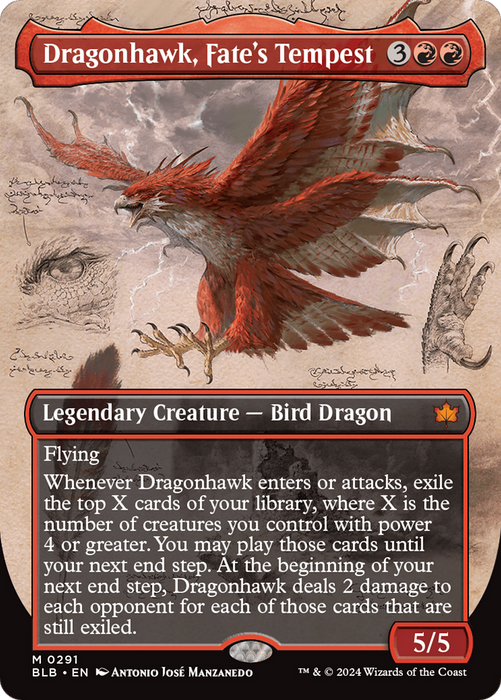 Dragonhawk, Fate's Tempest (BLB-291) - mythic: (Showcase) (Borderless) - Foil