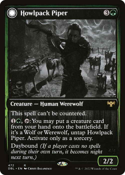 Howlpack Piper // Wildsong Howler (DBL-472) - rare: (Double Faced Transform) - Foil