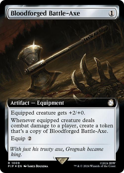 Bloodforged Battle-Axe (PIP-1009) - rare: (Extended Art) - Foil