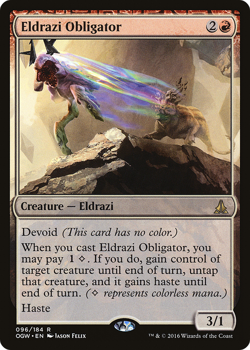 Eldrazi Obligator (OGW-096) - rare: (devoid) - Foil