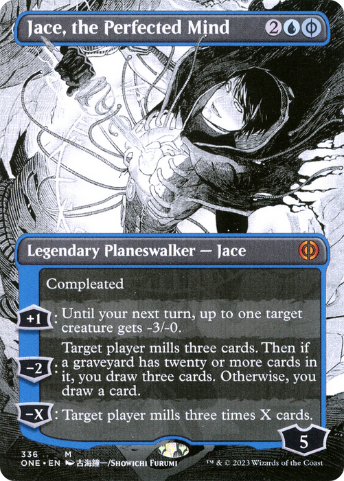 Jace, the Perfected Mind (ONE-336) - mythic: (Showcase) (Borderless) - Foil