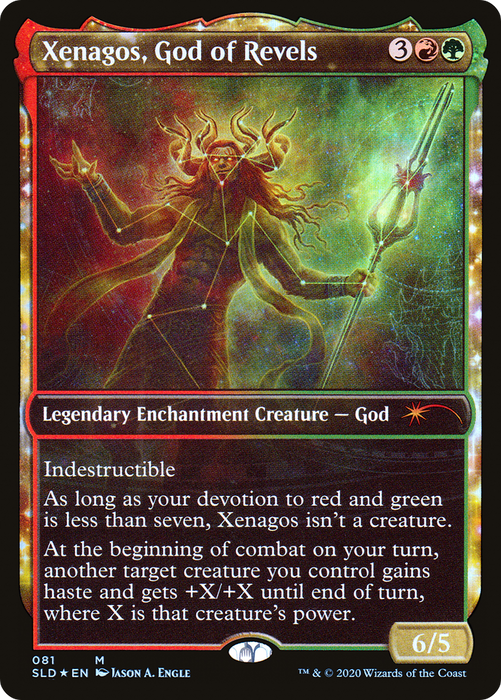 Xenagos, God of Revels (SLD-081) - mythic: (enchantment, Showcase) - Foil
