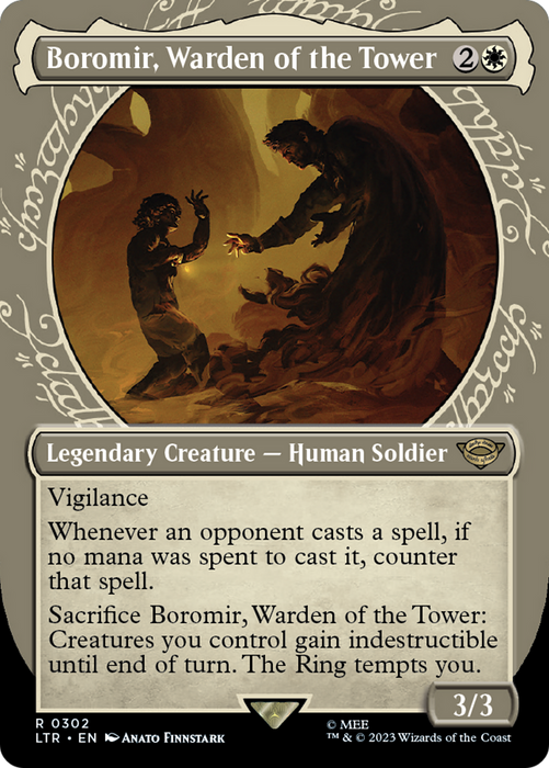 Boromir, Warden of the Tower (LTR-302) - rare: (Showcase) (Borderless) - Foil