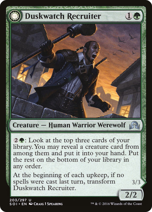 Duskwatch Recruiter // Krallenhorde Howler (SOI-203) - uncommon: (Double Faced Transform) - Foil