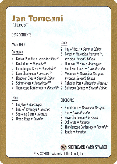 Jan Tomcani Decklist (WCD-JT0B) - common