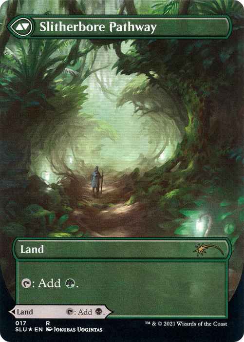 Darkbore Pathway // Slitherbore Pathway (SLU-017) - rare: (Showcase) (Borderless) - Foil